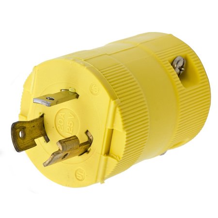HUBBELL WIRING DEVICE-KELLEMS Locking Devices, Twist-Lock®, Valise, Male Plug, 20A 125V, 2-Pole 3-Wire Grounding, L5-20P, Screw Terminal, Yellow HBL2311VY